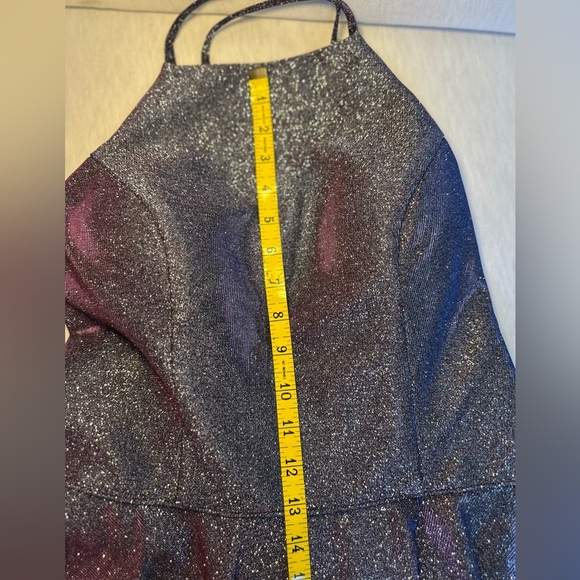 Prom Dress NWT Purple Silver Sparkle CorsetBack High Neck w/Pockets Women’s 10 - Picture 12 of 15